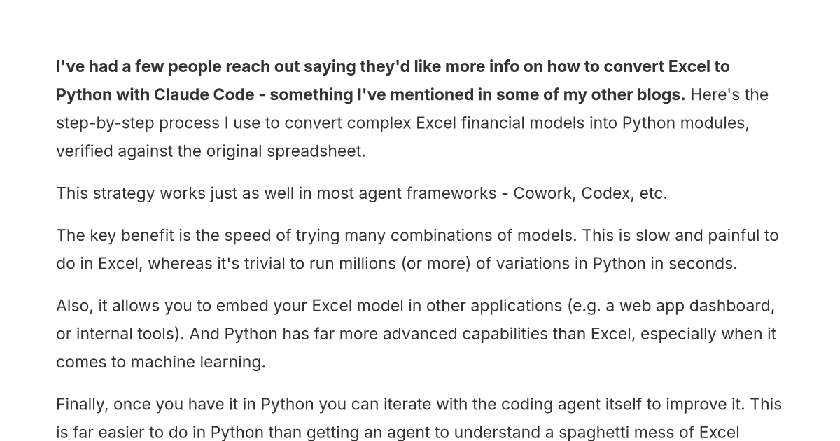 How to convert Excel spreadsheets to Python models with Claude Code ...