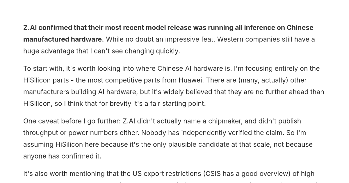 What GLM-5.3 Flash running on Chinese hardware actually means